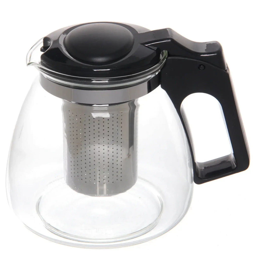 Чайник заварочный стеклянный 1100мл «Ассорти», микс цветов