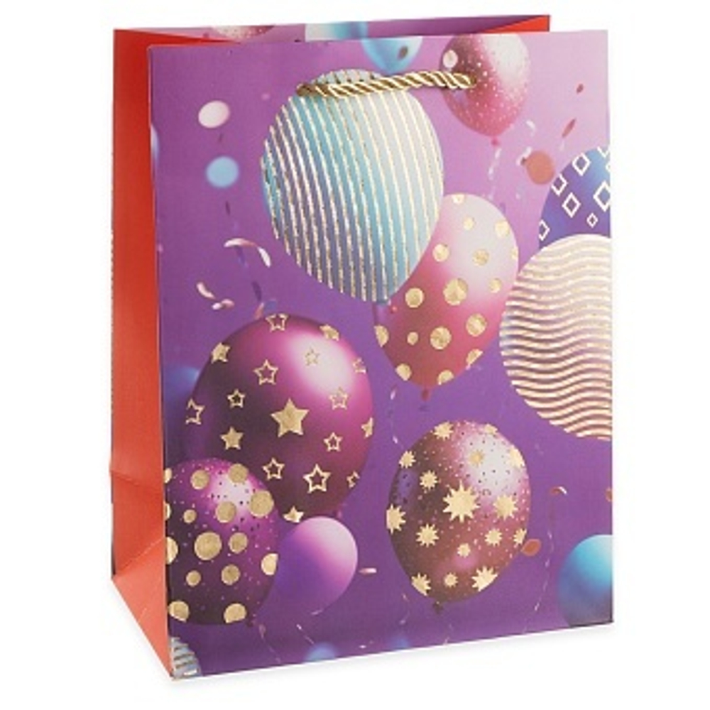 Пакет подарочный, Невероятные шарики, Дизайн №3, Сиреневый, Металлик, 41,5*30*12 см, 1 шт.