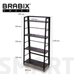 Стеллаж BRABIX "Smart SH-007", 605х295х1193, ЛОФТ, трапеция, складной, металл/ЛДСП ясень, каркас черный, 641873