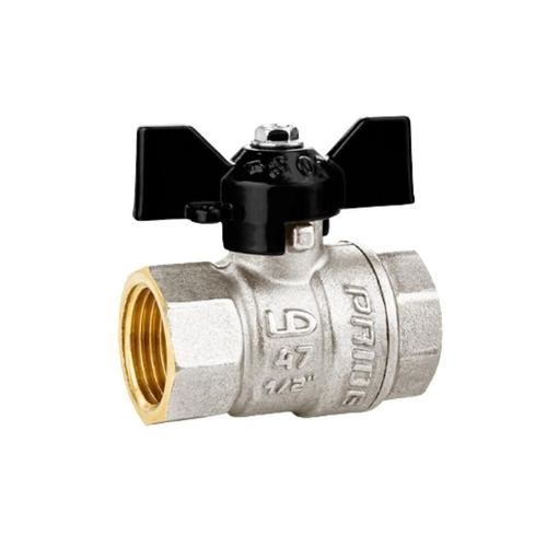 Кран латунный шаровой LD Pride 47.300, DN 15, PN 40, никелированный, муфта-муфта, бабочка