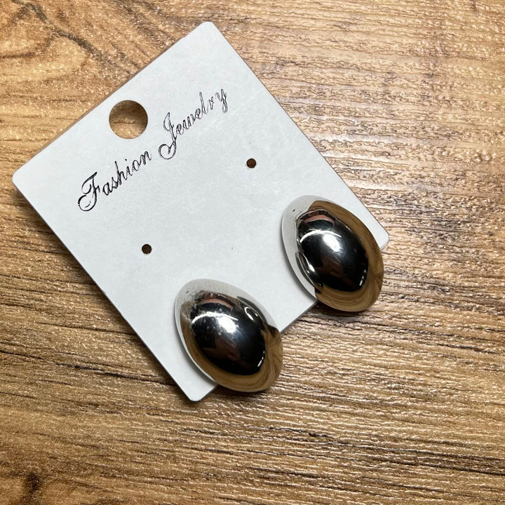 Клипсы Пластина овал выпуклый металл серебристый