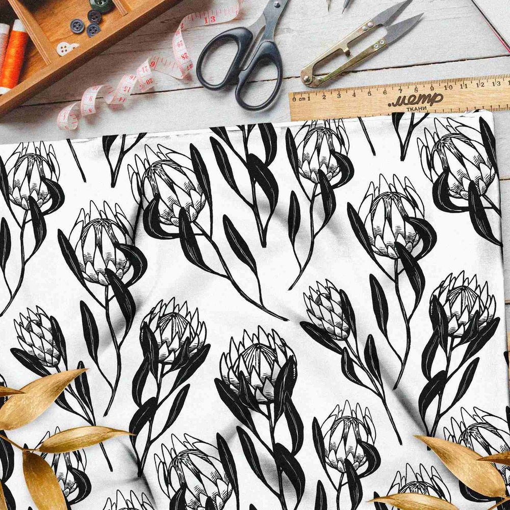 Ткань оксфорд 600 контрастные бутоны