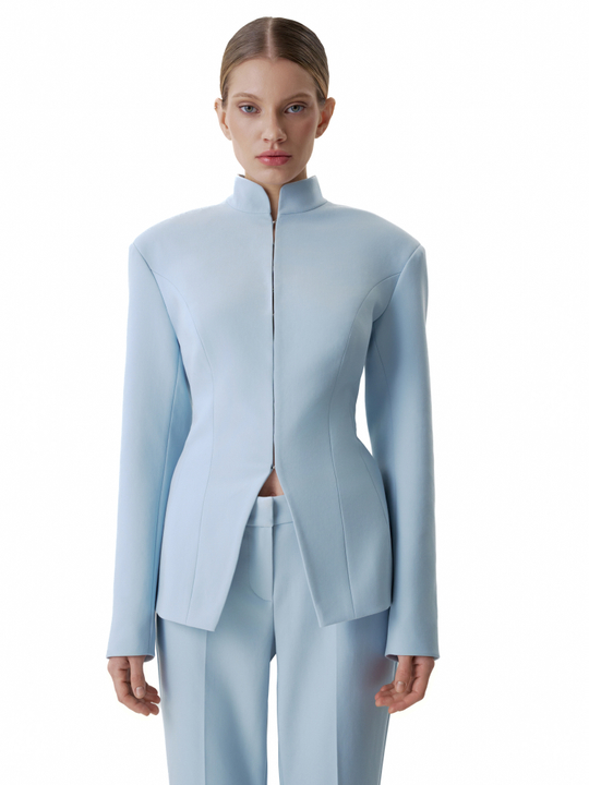 Жакет приталенный голубой