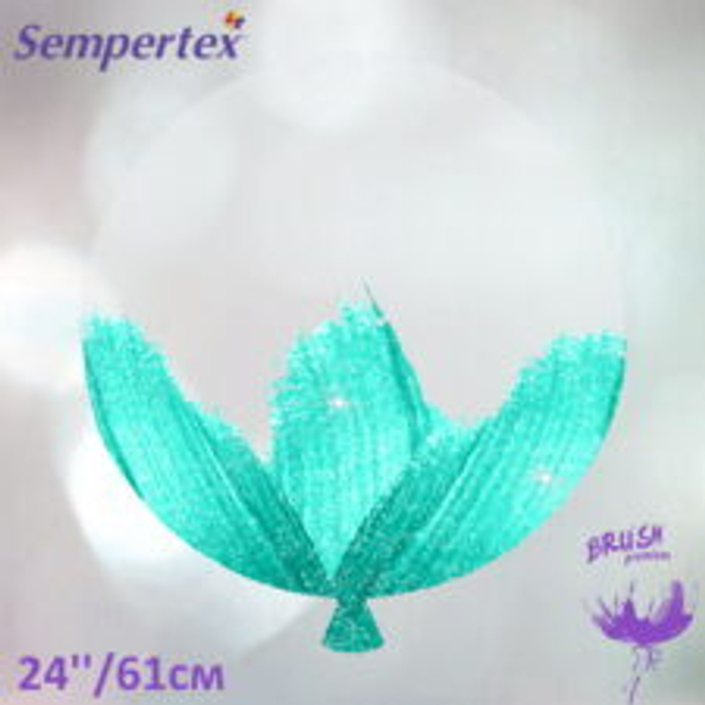 Браш 24" Прозрачный Бирюза 60 см.