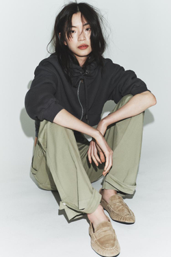 ZARA ЛОФЕРЫ ИЗ МЯГКОЙ ЗАМШИ, ПЕСОЧНО-КОРИЧНЕВЫЙ