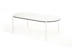 "Диего" журнальный стол из HPL 120х60 H40, каркас белый муар, цвет "молочный"