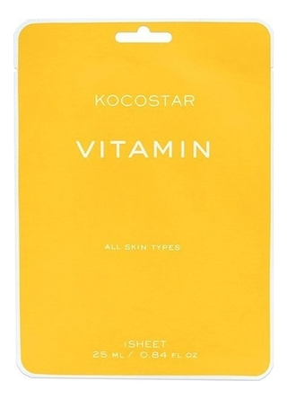 KOCOSTAR  Увлажняющая тканевая маска для лица с экстрактами грейпфрута и лимона - Vegan MASK VITAMIN ,25 мл