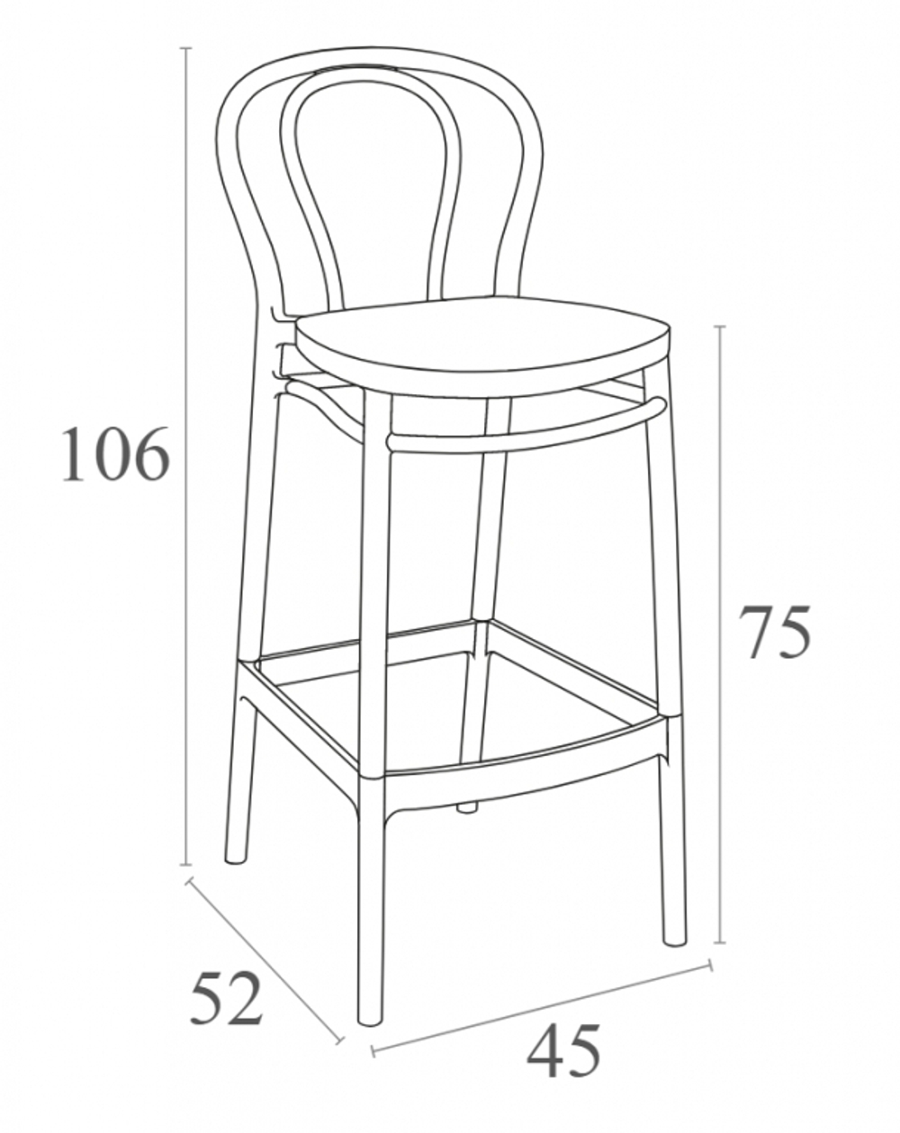 Стул пластиковый барный Siesta Contract Victor Bar 75, оливковый