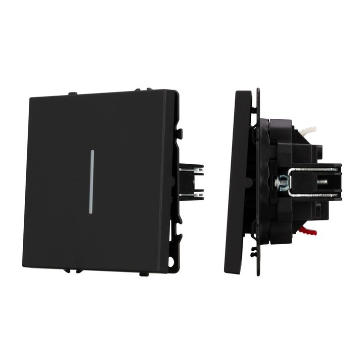 Механизм выключателя одноклавишный проходной LED SWT-NOBE-MKP1-SFPL-L-BK (230V, 10A) Arlight 054261