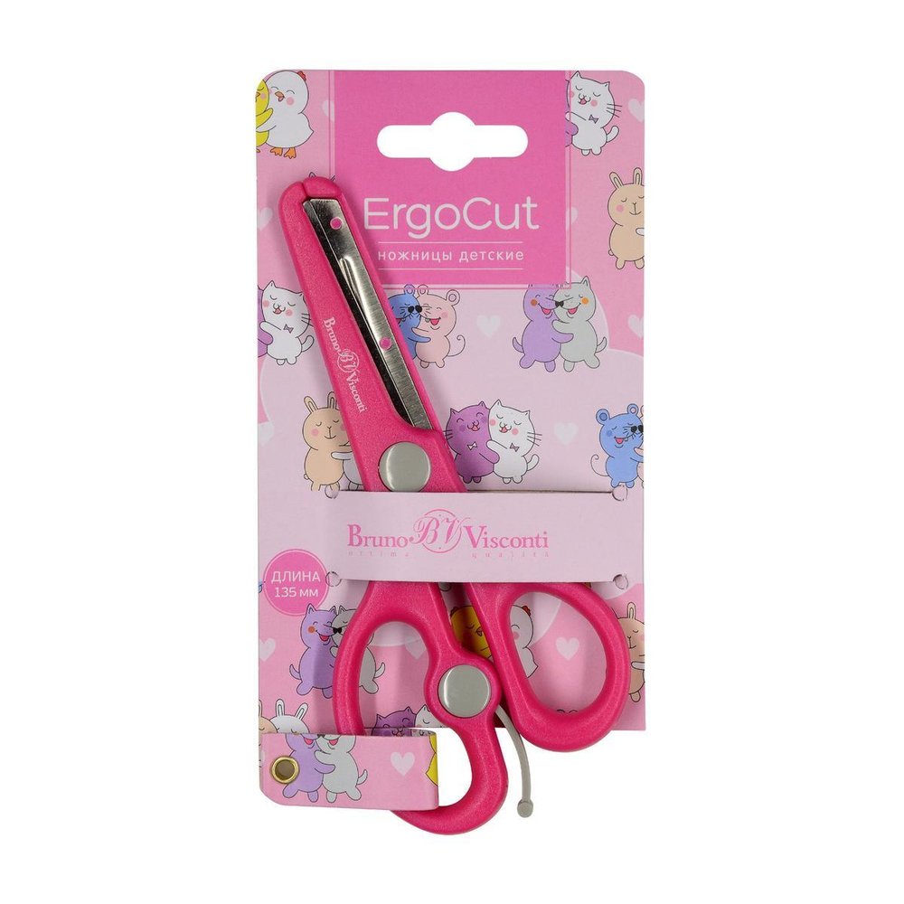 Ножницы детские 13,5см. "ErgoCut" безоп.лезвия, возвратн.механизм (Bruno Visconti)