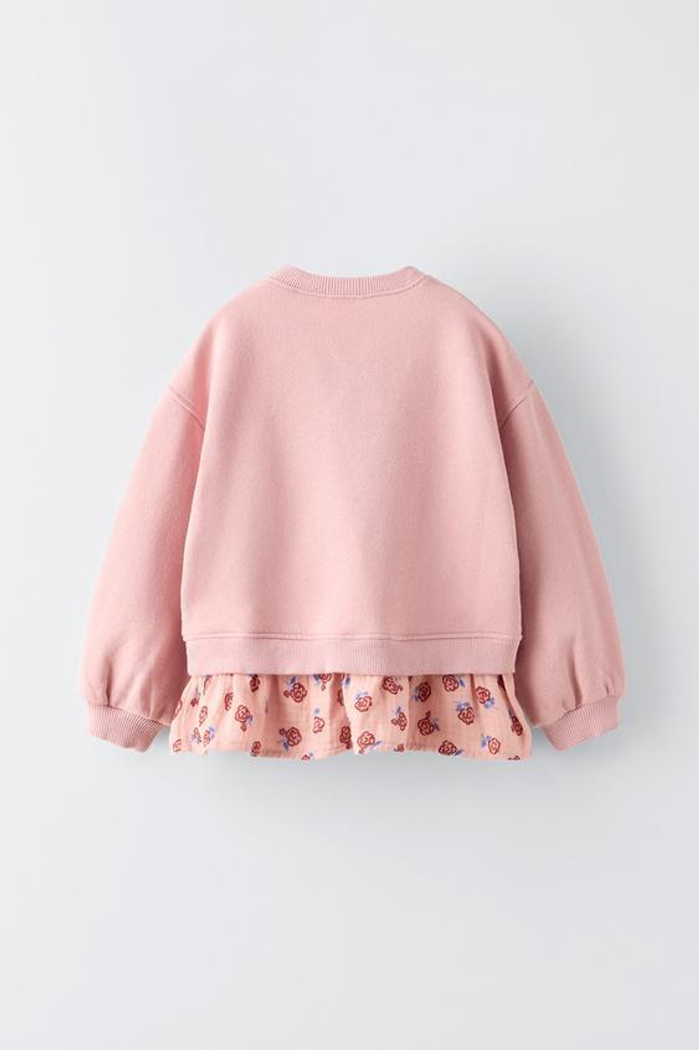 ZARA ТОЛСТОВКА С КОНТРАСТНОЙ ДЕТАЛЬЮ С ЦВЕТОЧНЫМ ПРИНТОМ, РОЗОВАТЫЙ