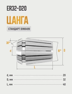 ER32-D20 цанга с точностью 0,008