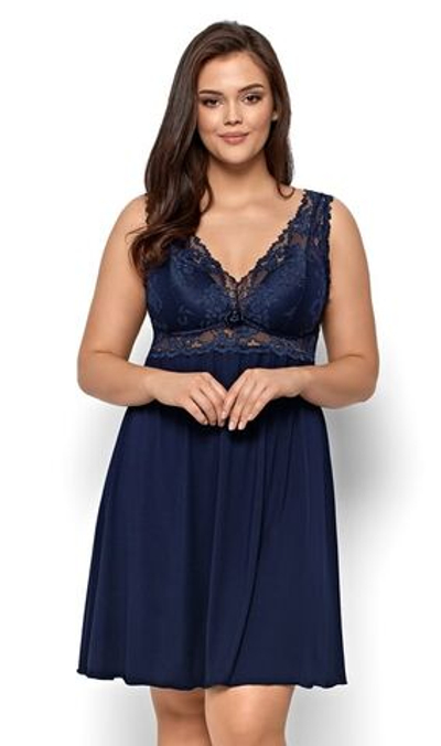 Соблазнительная сорочка Bona с кружевным лифом (Размер: XXXL) (Цвет: темно-синий)