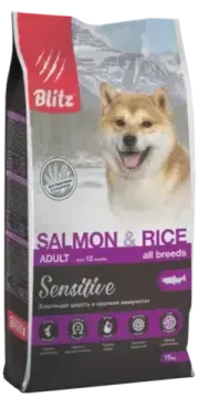 Blitz Sensitive Adult Salmon & Rice сухой корм для взрослых собак всех пород Лосось и Рис