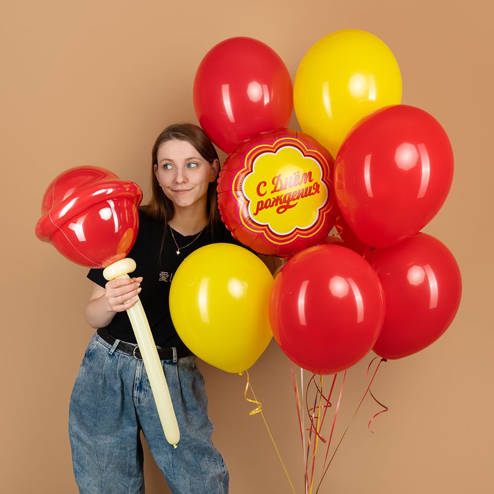 Шар (18''/46 см) Круг, С Днем Рождения, 1 шт. в уп.