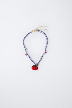 ZARA НАБОР ИЗ ДВУХ ОЖЕРЕЛИЙ С БУСИНАМИ И ПОДВЕСКАМИ «ТОМАТ», КРАСНЫЙ