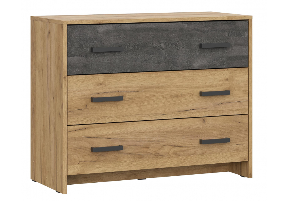 Комод Woodville Taika дуб золотой, камень темный