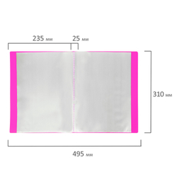 Папка 40 вкладышей BRAUBERG "Neon", 25 мм, неоновая розовая, 700 мкм, 227454