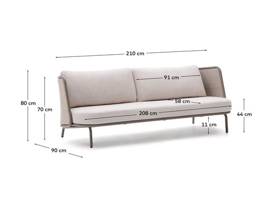 Уличный 3-местный диван Sedalis из алюминия и веревки серого цвета 210 см La Forma Испания 