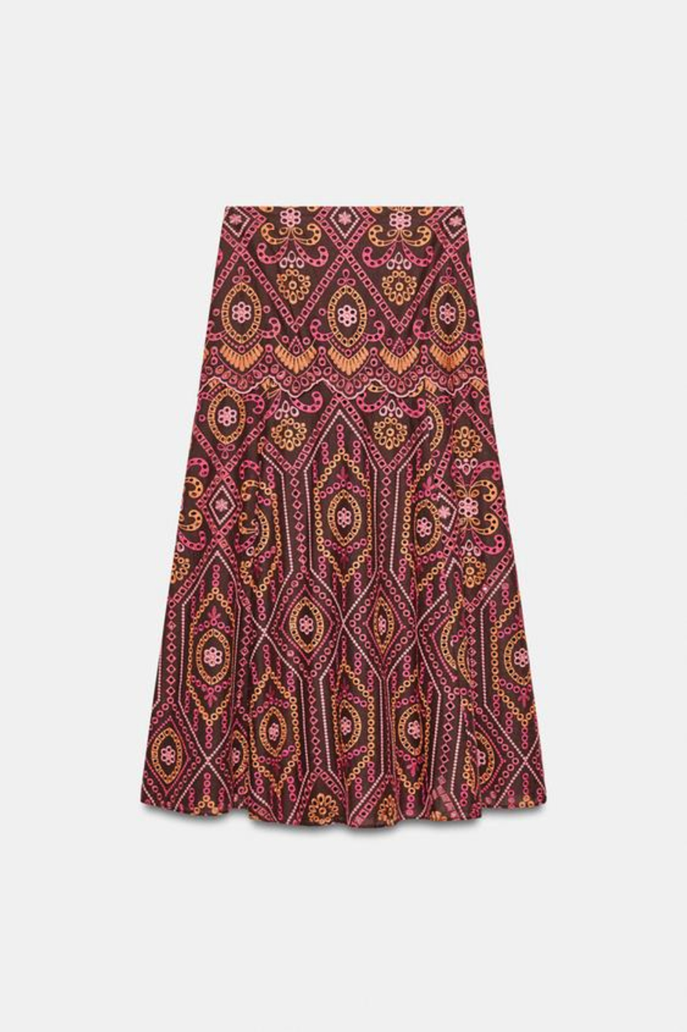 ZARA ЮБКА МИДИ С ПЕРФОРАЦИЕЙ, РАЗНОЦВЕТНЫЙ