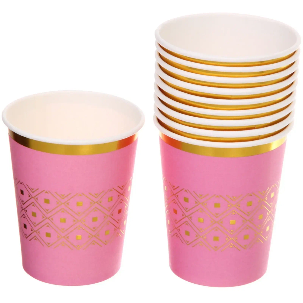 Стакан бумажный 0,2л в наборе 10 шт «Элегант», розовый