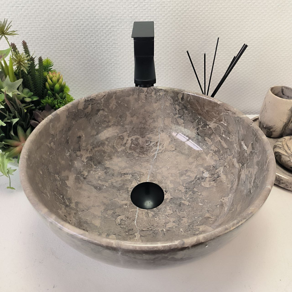 Раковина из мрамора Bowl Grey Tin Lip BM-62955 40*40*17 53