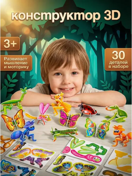 Конструктор 3D "Насекомые" 30 в 1, арт.05021 - купить оптом в Москве