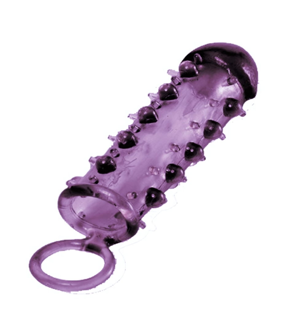 Закрытая фиолетовая насадка с пупырышками SAMURAI PENIS SLEEVE PURPLE - 14,5 см. (Цвет: фиолетовый)