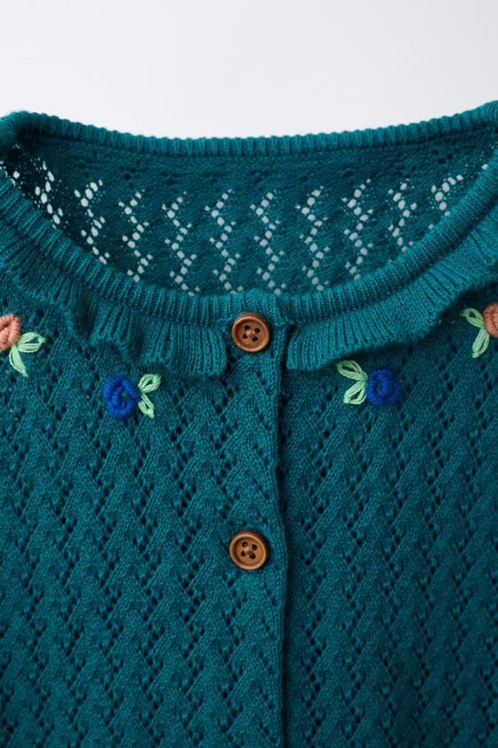 ZARA КАРДИГАН С ВЫШИВКОЙ, СИНЕ-ЗЕЛЕНЫЙ