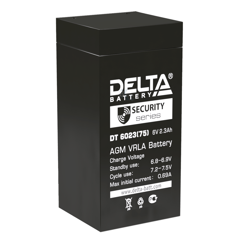 Аккумулятор Delta DT 6023 (75 мм) (AGM)