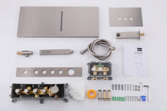 Душевая система ABBER Rund AF8753SP скрытого монтажа с изливом, термостат, сатин