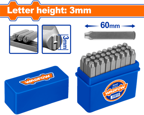 Набор штампов ударных "Буквы" 3 мм 27 шт (25/50) WADFOW WCC9273