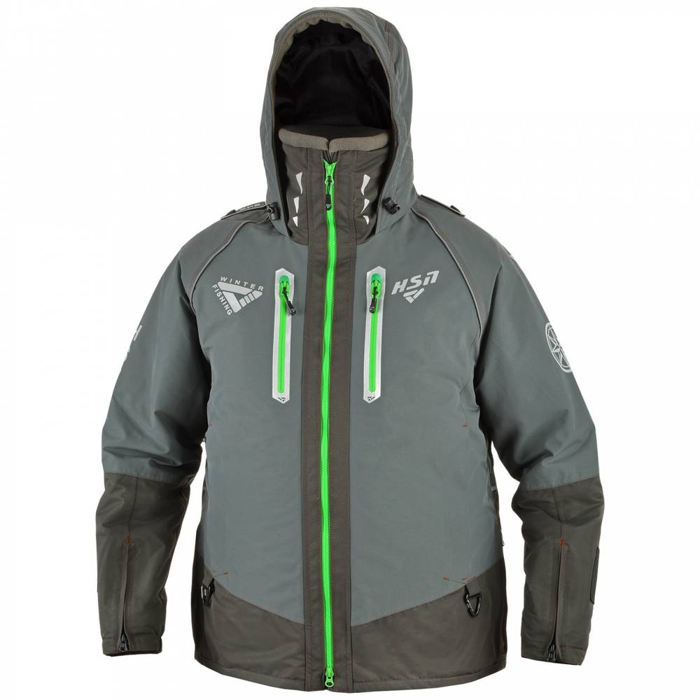 Костюм-поплавок мужской зимний "Rescuer IV prosport"-45, hardguard, серый (зеленые молнии), ХСН