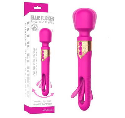 Розовый двусторонний wand-вибратор с функцией фингеринга - 26 см. (Цвет: розовый)