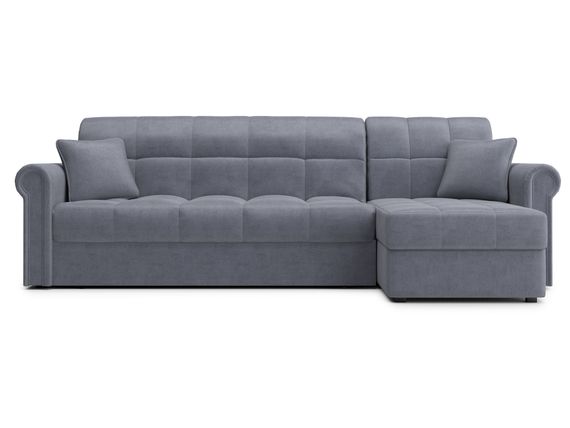 Диван угловой с оттоманкой Палермо 1,6 - Velutto 32 серый/кант Velutto 32 серый