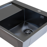 Мойка настол.монтаж 60х50 (3,0) прав. вып 3 1/2  MIXLINE PRO с ФАСКОЙ 20см с сифоном (черный графит)