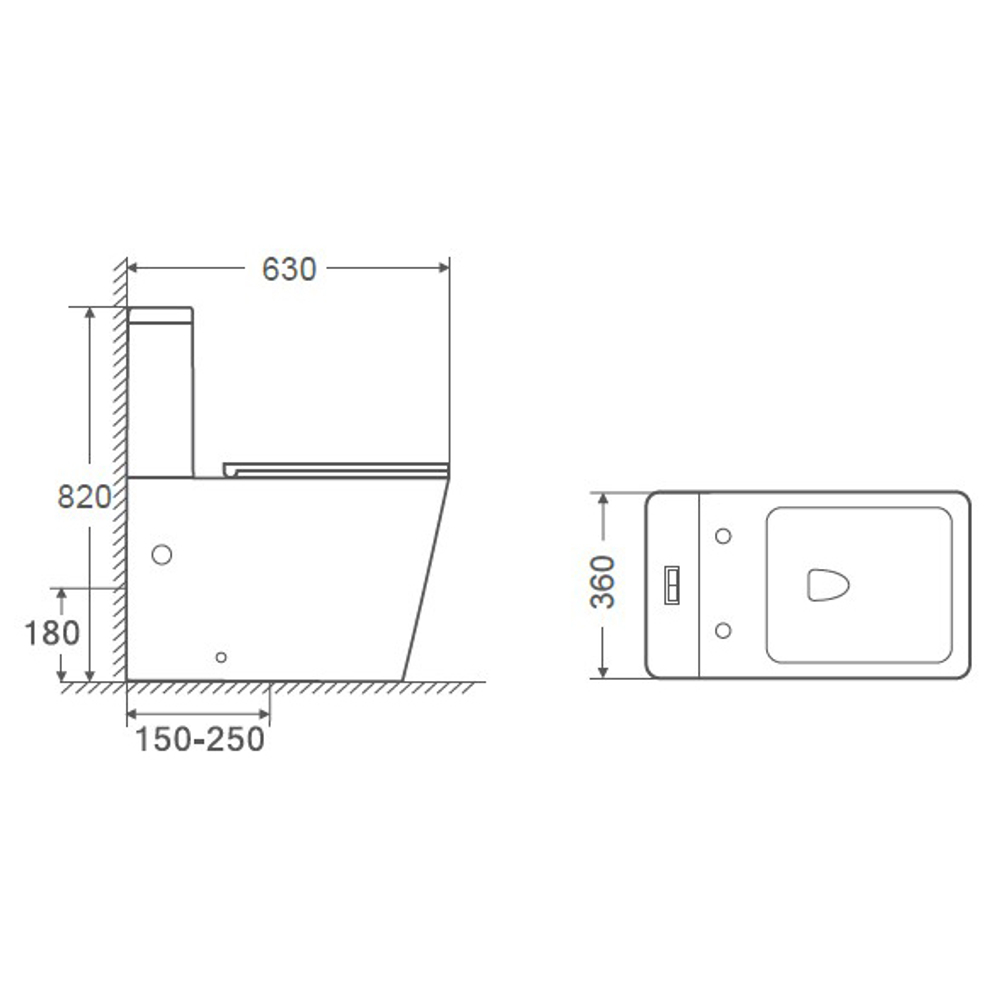 Унитаз напольный Azario Indor безободковый, в комплекте с бачком и сиденьем микролифт, дюропласт 820*630*360 (AZ-T004B-R)