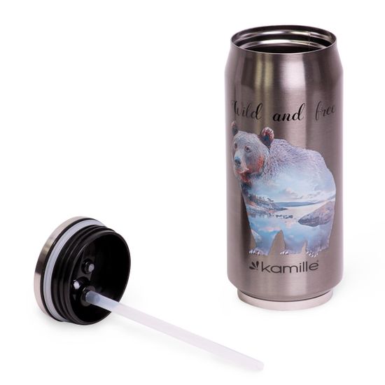 Термобанка 500 мл из нержавеющей стали с трубочкой Kamille KM-2205