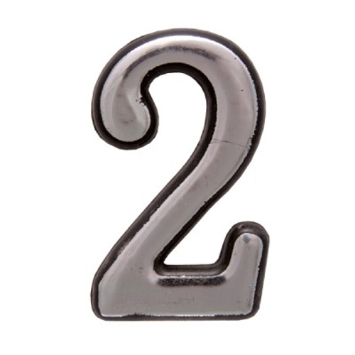 Цифра дверная АЛЛЮР ''2'' Большая  пластик на клеевой основе  ХРОМ /6970
