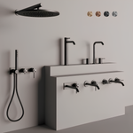 Cмеситель для раковины Gessi316, встраиваемый, настенный, с длинным изливом, без донного клапана, внешние части, цвет Matte Black