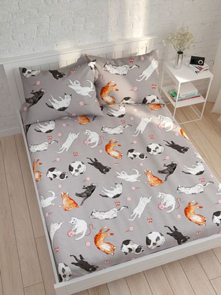 Простынь на резинке Сказка "Kitties" 180х200 см, перкаль