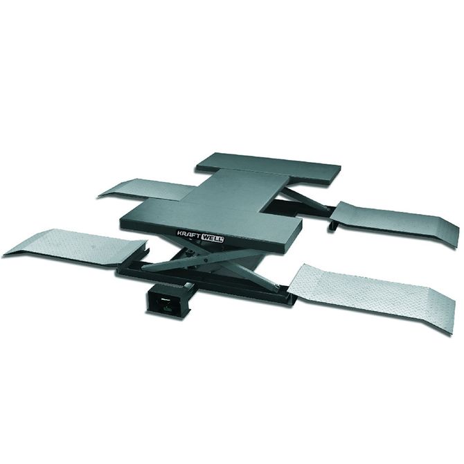 KraftWell (KRW260B) Подъемник ножничный г/п 2500 кг пневматический напольный с поворотными лапами