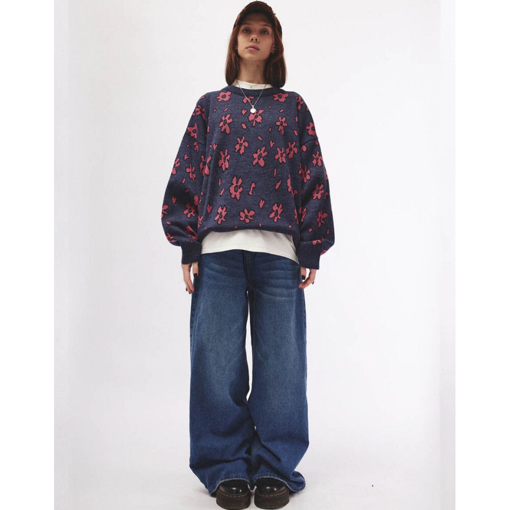 Свитер БИЧ Цветы синий