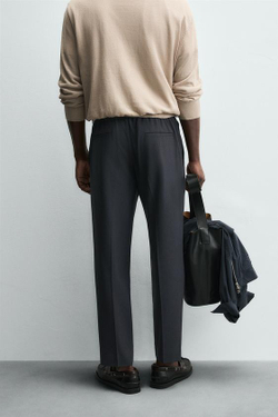 ZARA БРЮКИ-ДЖОГГЕРЫ КОМФОРТНОЙ ПОСАДКИ, СЕРО-СИНИЙ