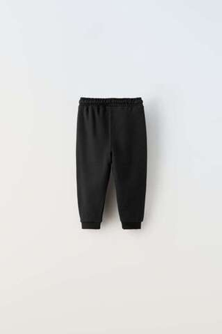 ZARA БРЮКИ ИЗ МЯГКОЙ ТКАНИ С НАДПИСЬЮ, ЧЕРНЫЙ