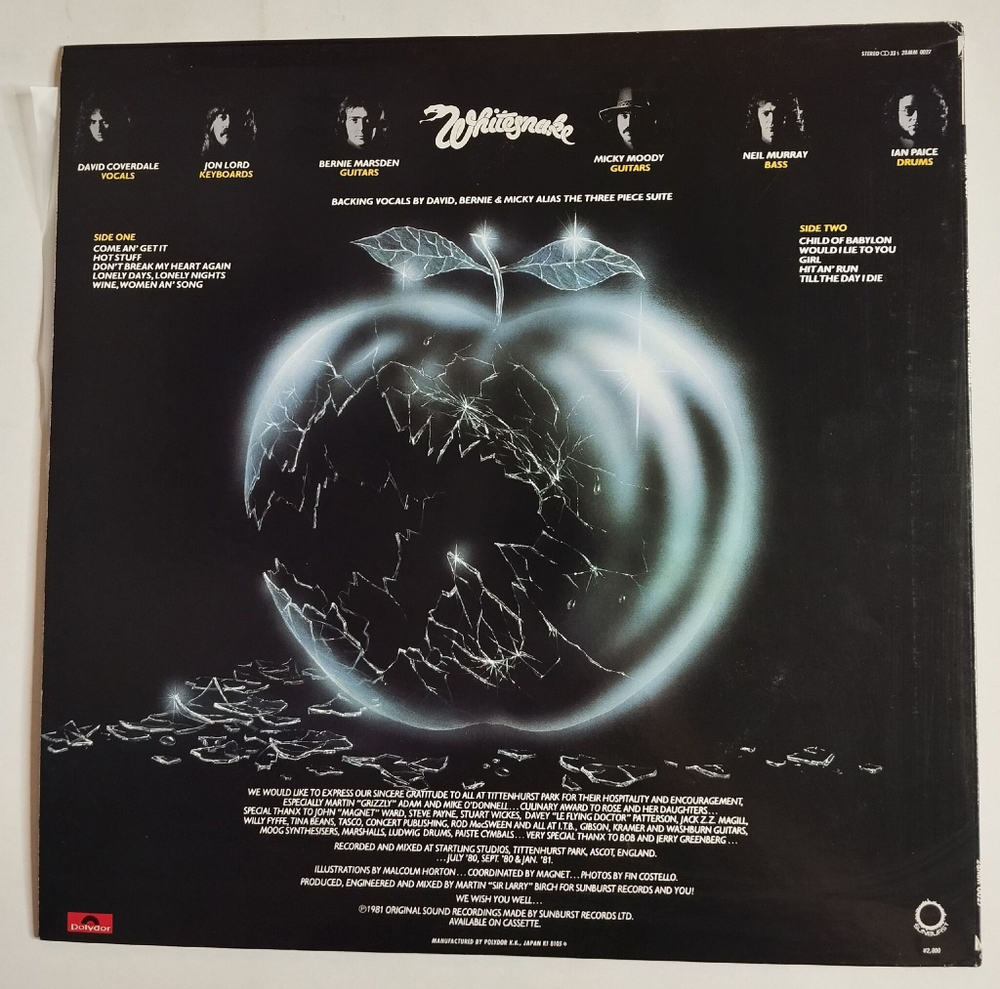 Винтажная виниловая пластинка LP Whitesnake Come An Get It (Japan 1981) (No Obi) (EX)
