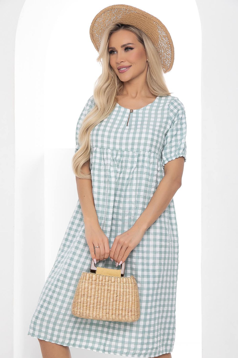 Платье Лето в клетку (мята) П10193 LT Collection