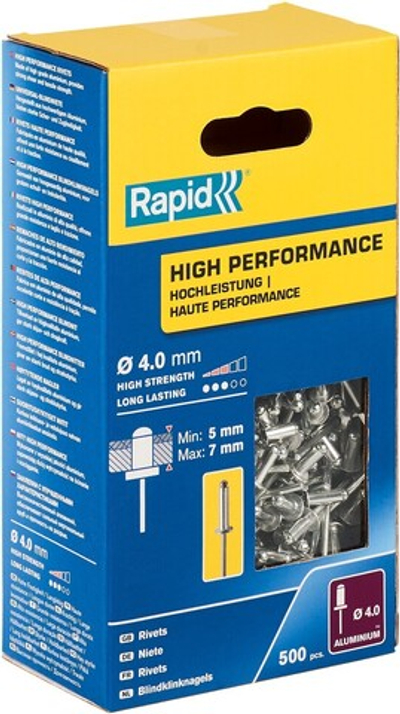RAPID R:High-performance-rivet, 4.0 х 10 мм, 500 шт, алюминиевая высокопроизводительная заклепка (5001433)