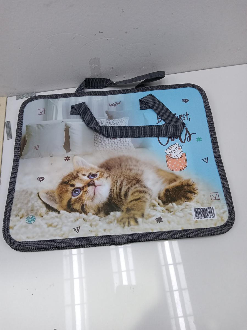Папка А4 "Котенок 2" пластик, с ручками, ширина 8см