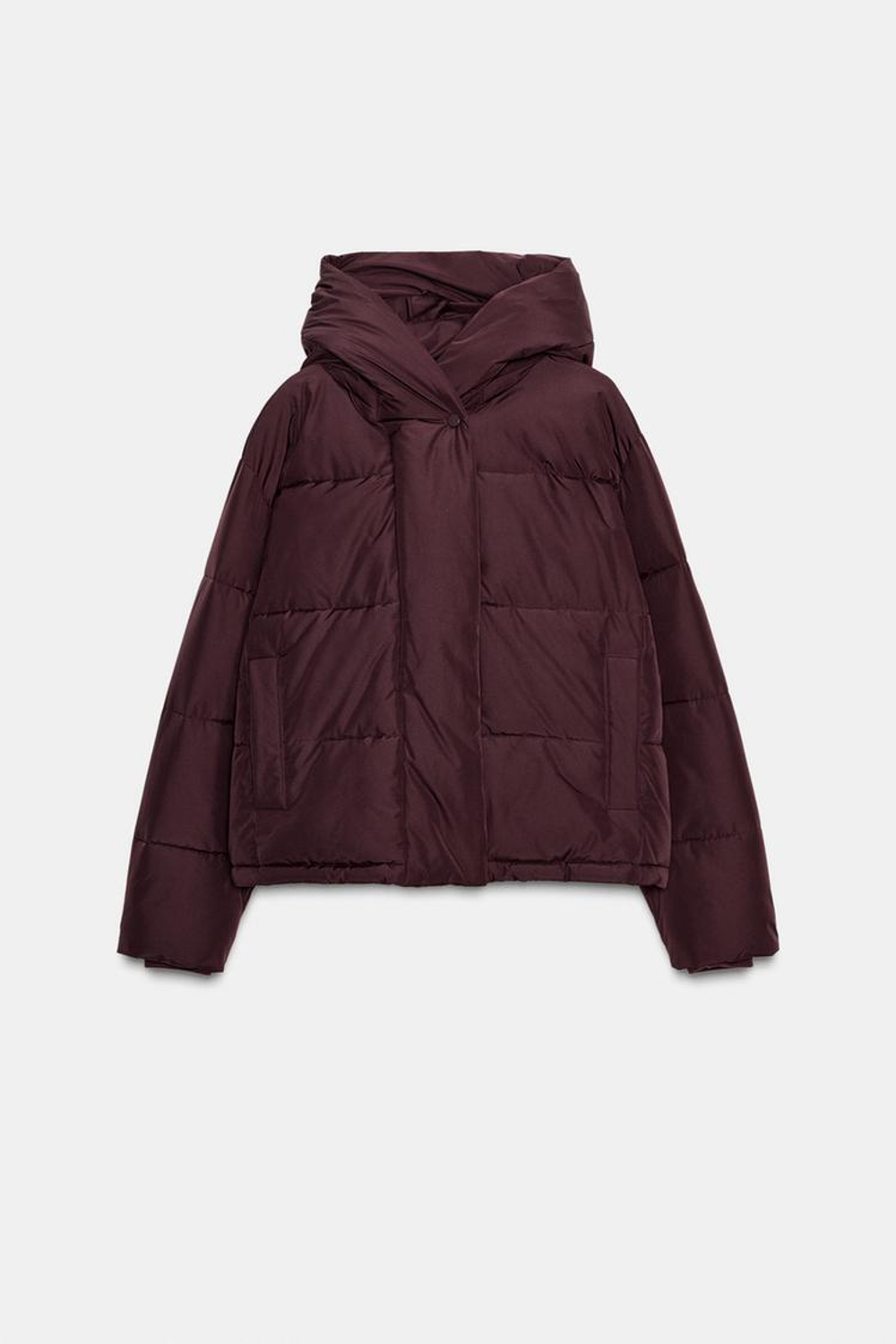 ZARA КОРОТКИЙ АНОРАК С КАПЮШОНОМ WATER REPELLENT WINDPROOF, БУРГУНДИ
